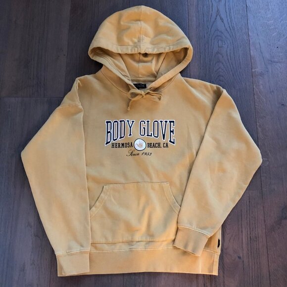 Body Glove Prep School Chill Fleece Retro Style 100% Cotton Hoodie Gold Sz XS - Picture 8 of 16